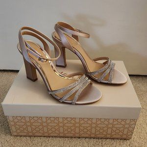 Jewel Badgley Mischka Champagne Satin Sparkle Sandals